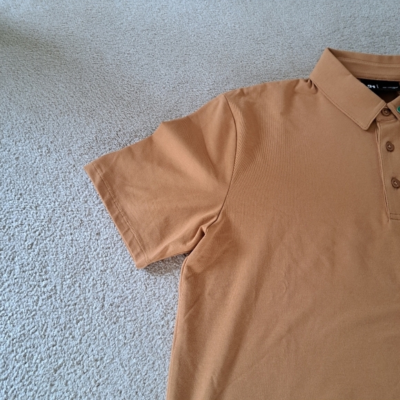 Le31 | Simons Mens Jersey Polo Size Medium Short Sleeved Shirt Camel NWT - Picture 8 of 13